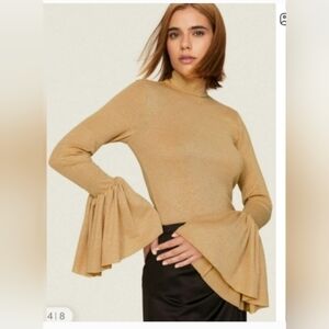 Elegant Gold Bell Sleeve Top